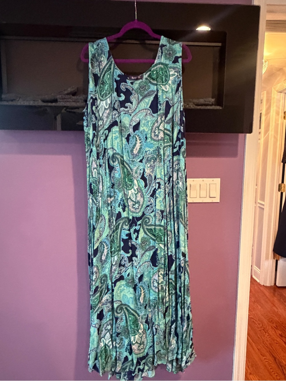 Roaman's Teal & Navy Paisley Maxi Dress
